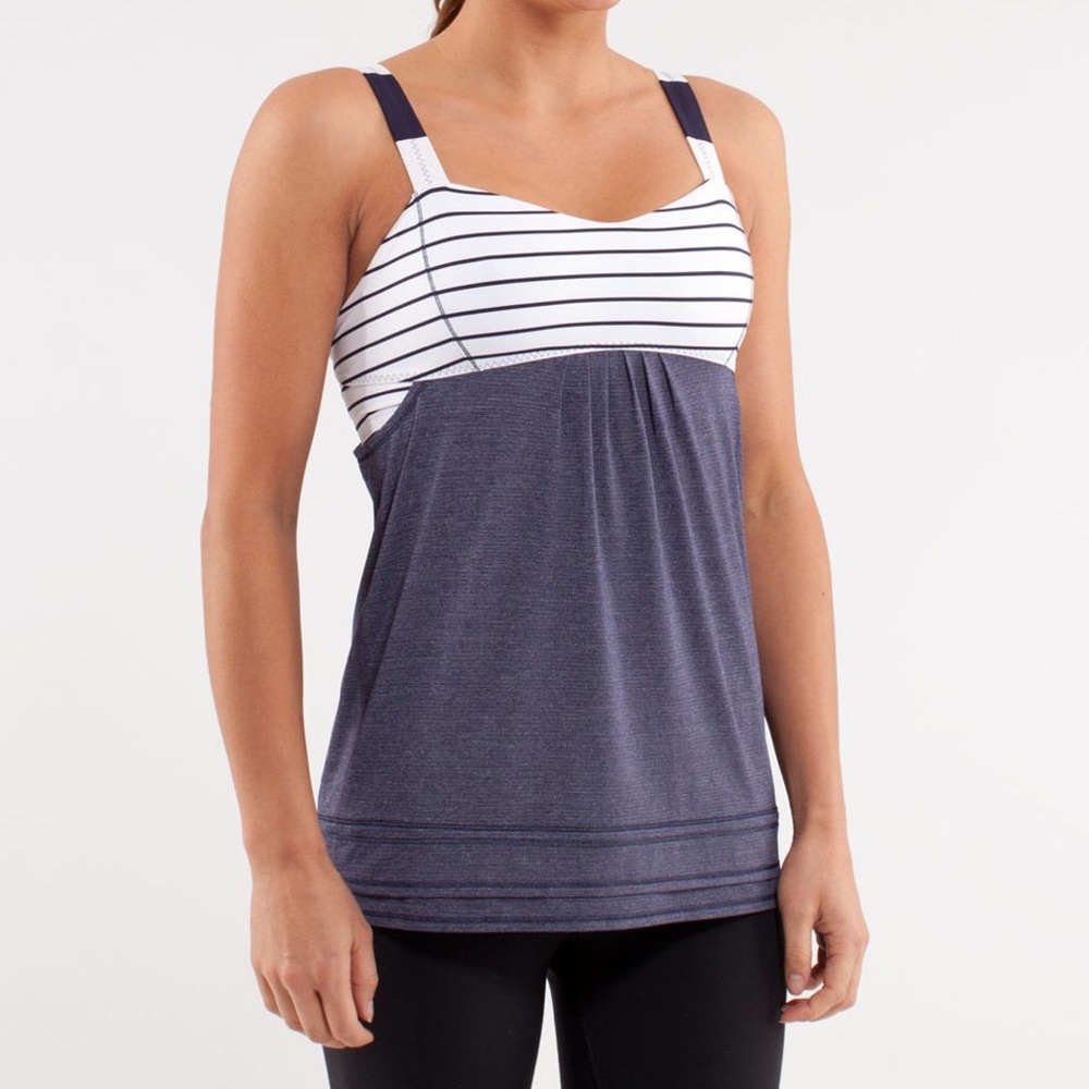 LULULEMON Back on Track Tank Indigo Striped Size 6